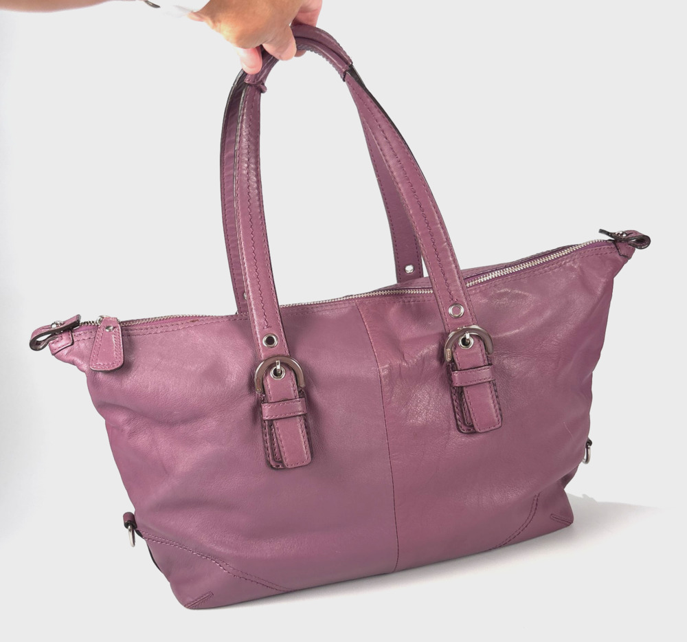 COACH VINTAGE F17220 MEDIUM VINTAGE SOHO Y2K PLUM PURPLE LEATHER SATCHEL BAG